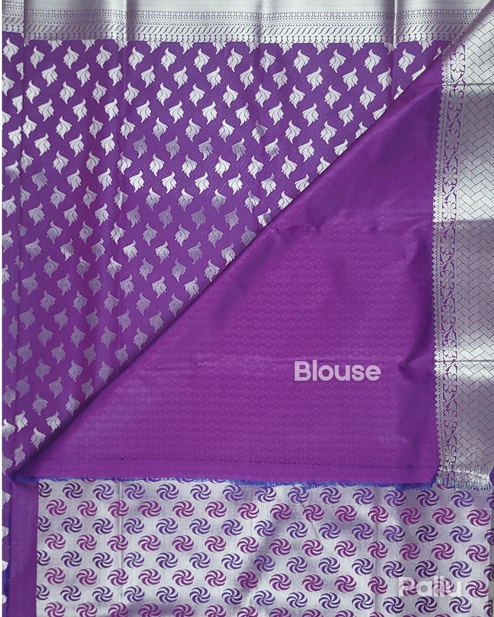 Samuthrika Violet and Silver Silk Saree