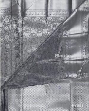 Vasthrakala Grey and Silver Fancy Silk Saree