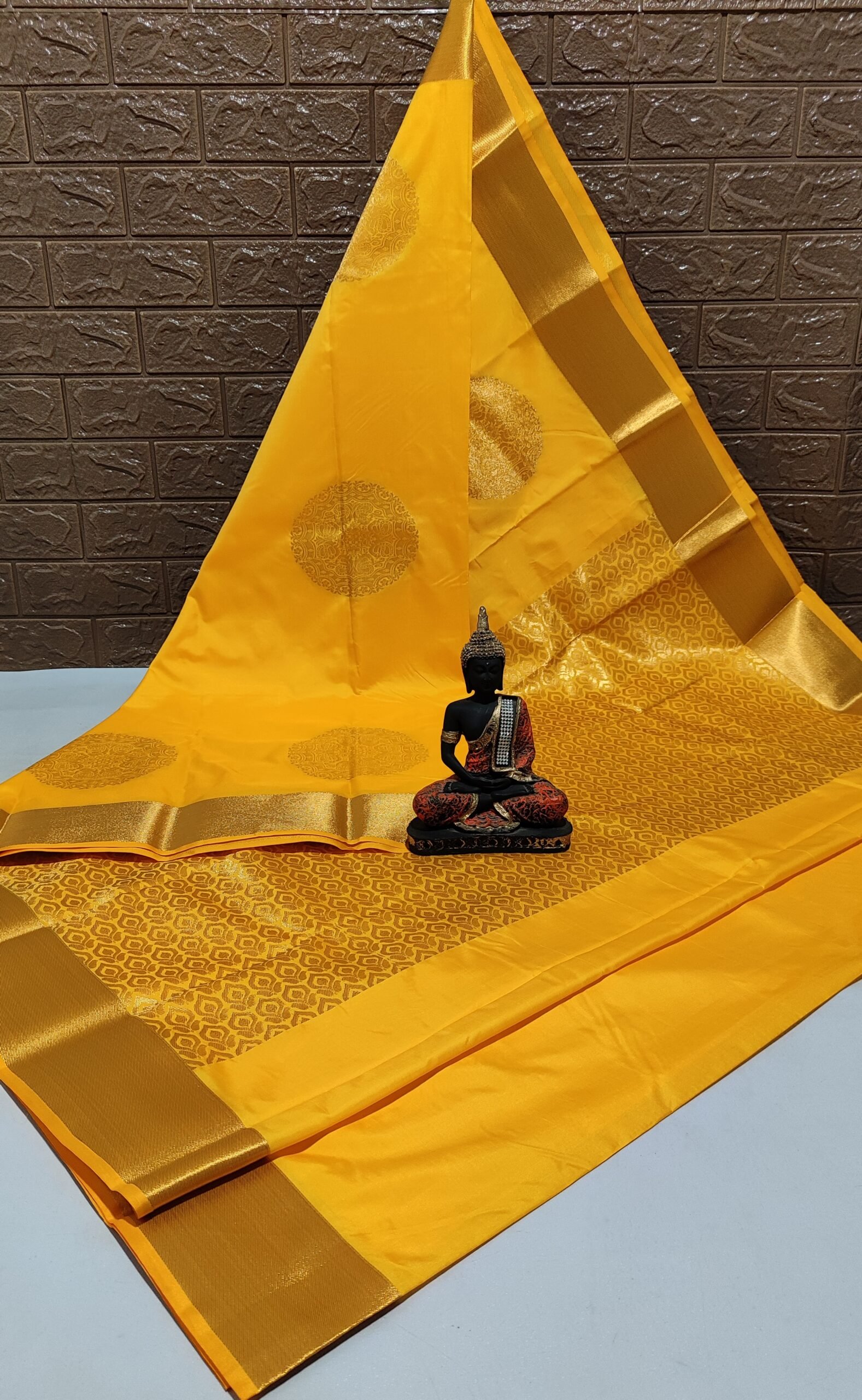 Vasthrakala Yellow Blossom Zari Weave Silk Saree