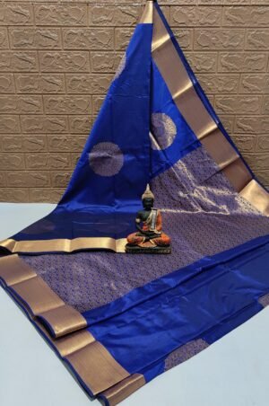 Vasthrakala Regal Bloom Blue Zari Saree