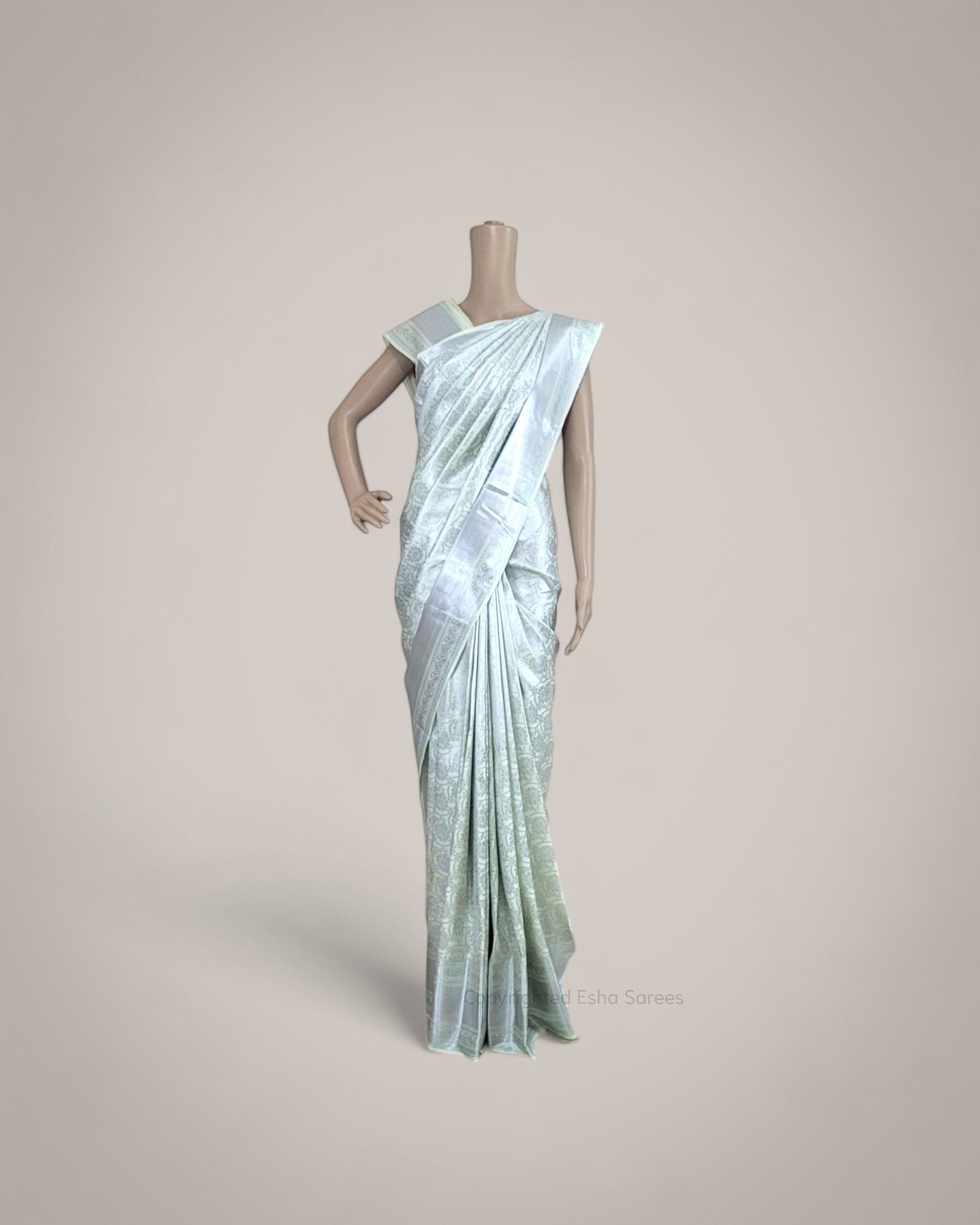 Vasthrakala Silver Zari Work Silk Saree