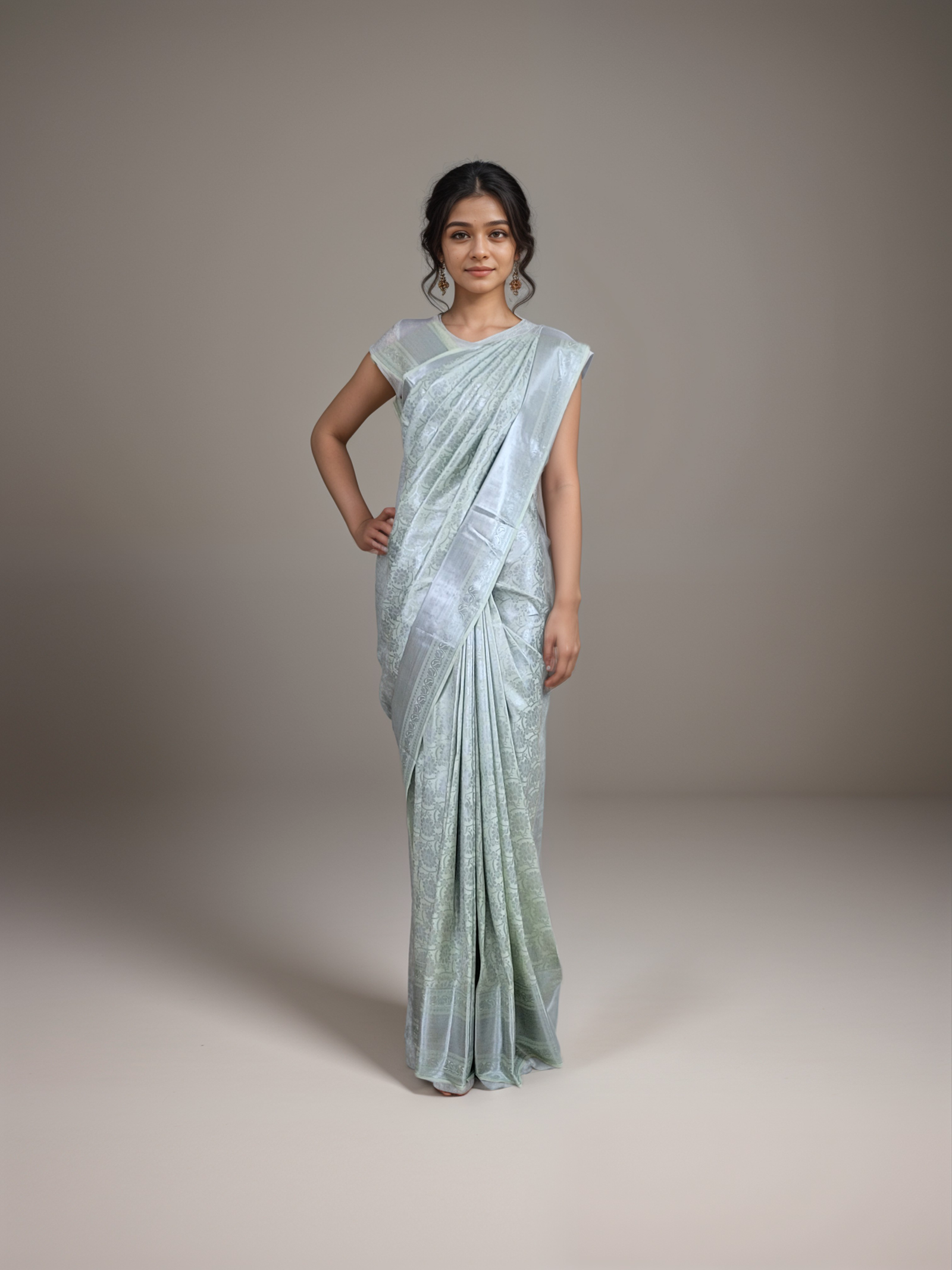 Vasthrakala Silver Zari Work Silk Saree