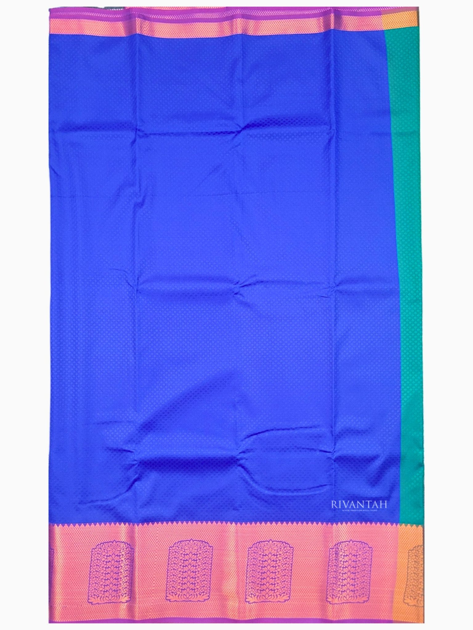 Royal Blue Green Copper Silk Saree