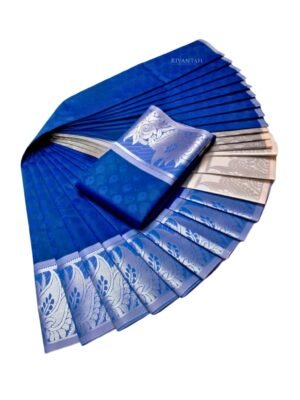 Royal Blue Silver Boota Silk Saree