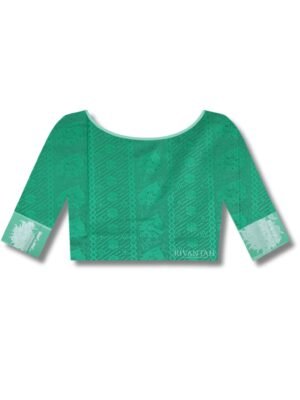 Alternative view of Magenta Green Silver Motif Silk Saree