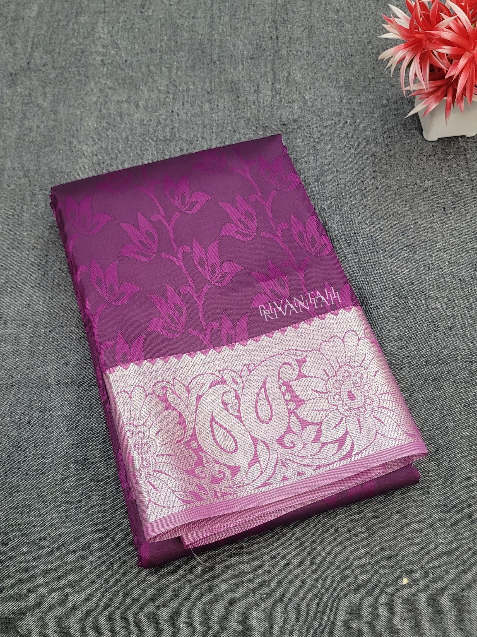 Purple Silver Silk Saree