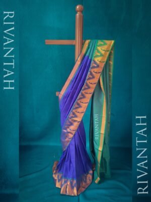 Alternative view of Royal Blue Purple Gold Floral Butta Silk Saree
